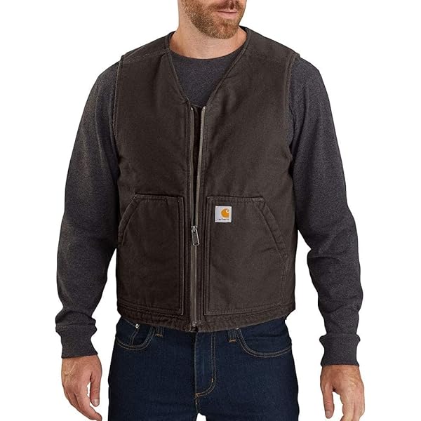 Amazon.co.jp: Carhartt Men's 104394 Washed Duck Vest - Sherpa